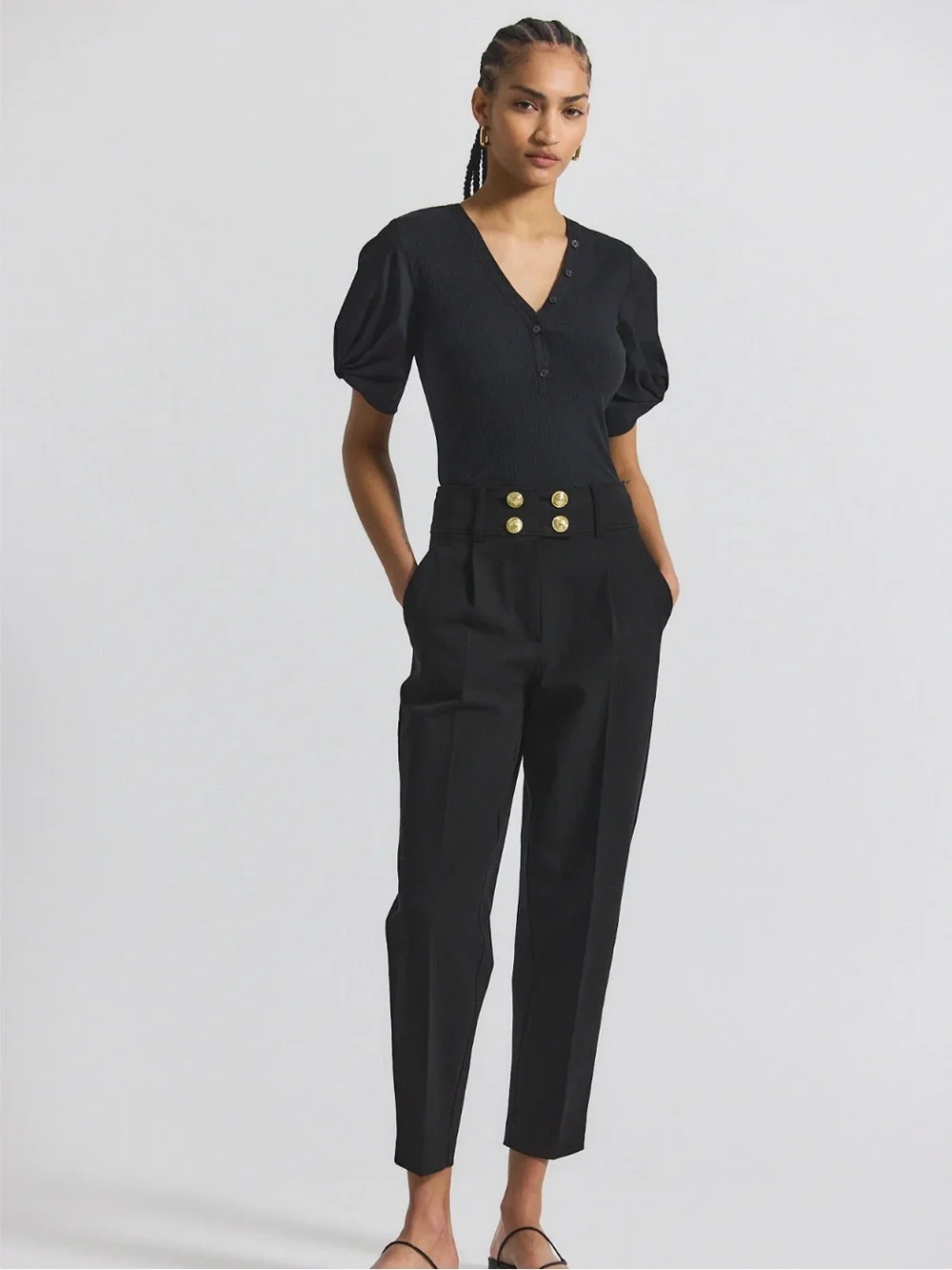 Derek Lam 10 Crosby LEONIE PLEATED TAPERED PANT Size 0 Runs Large Sailor